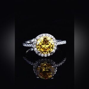 Elegant Yellow Gemstone Silver Ring
